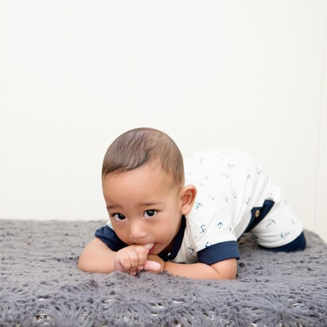 Navy Anchor Short Romper-Romper-Li'l Zippers-Baby-Zip-Rompers