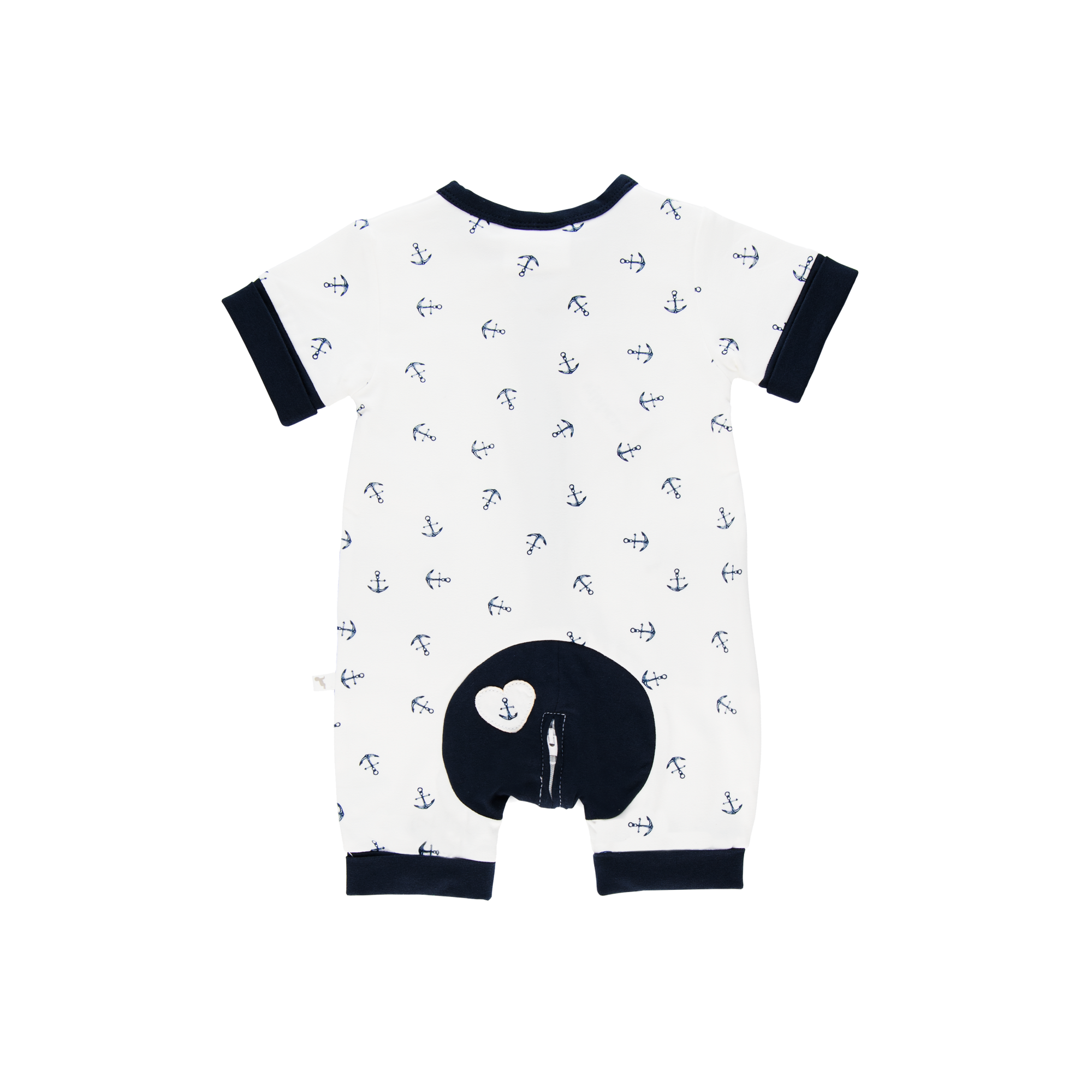 Navy Anchor Short Romper-Romper-Li'l Zippers-Baby-Zip-Rompers