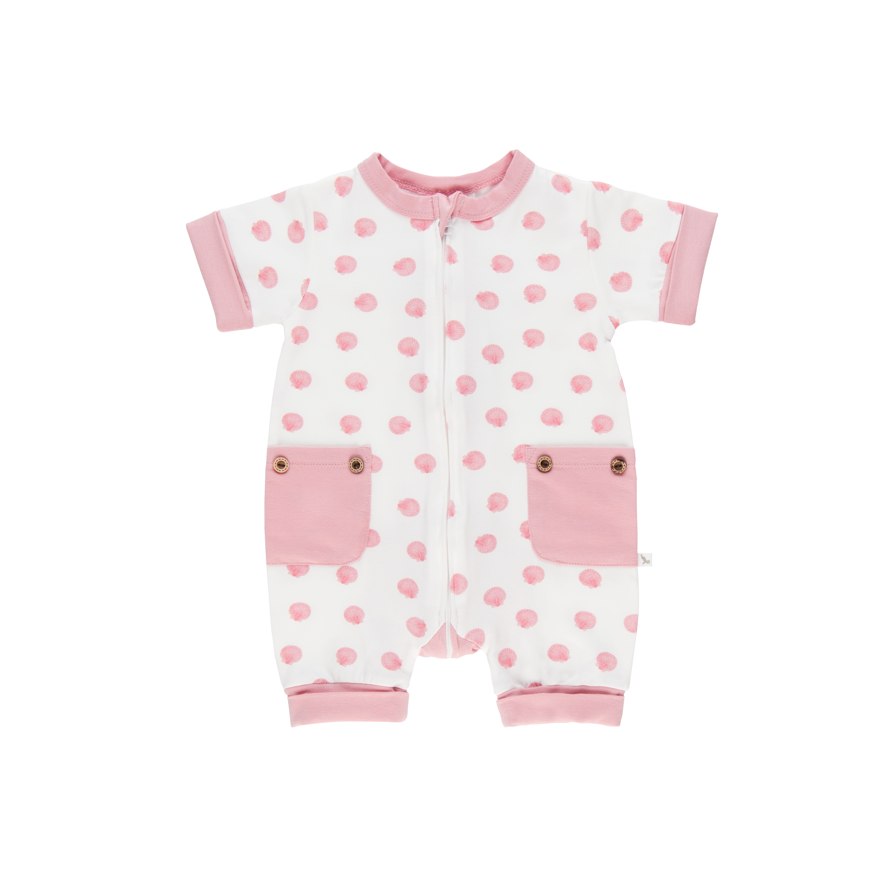 Pink Shell Short Romper-Romper-Li'l Zippers-Baby-Zip-Rompers