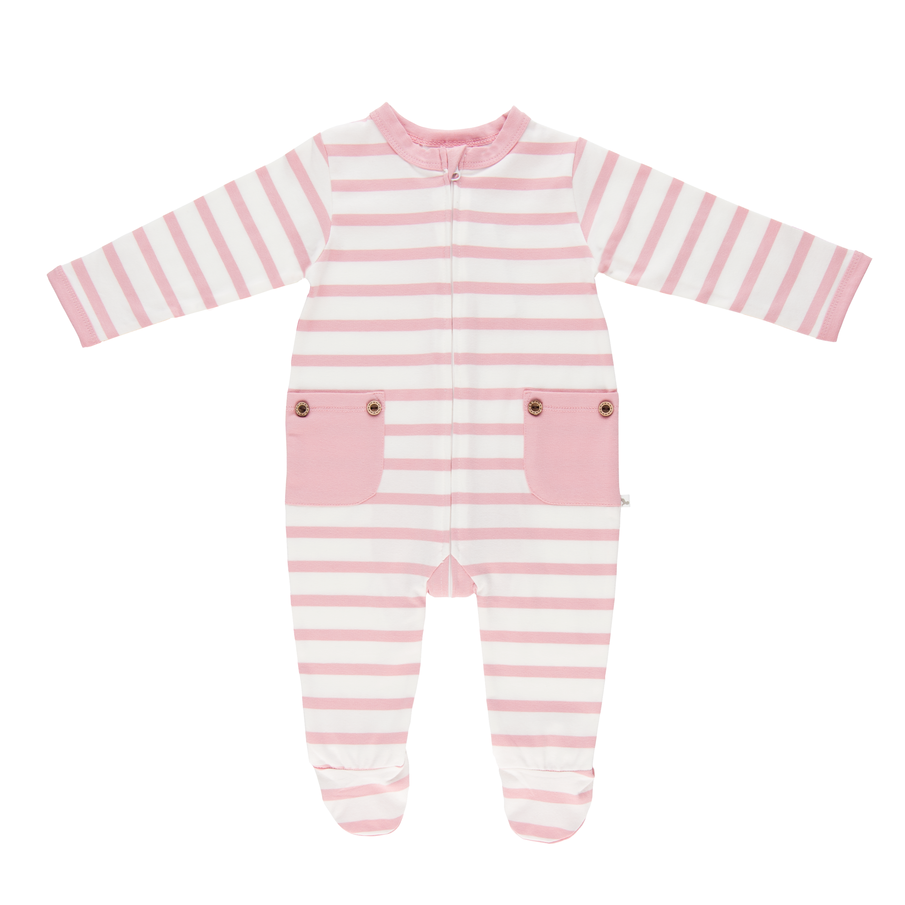 Pink Stripe Long Romper-Romper-Li'l Zippers-Baby-Zip-Rompers